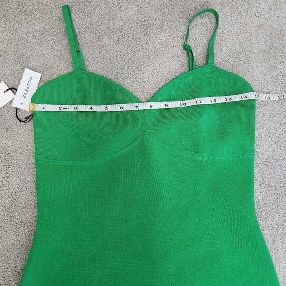 Aritzia Babaton Emerald Green Lariat Body Con Dress Thin Strap Stretchy Size L - Picture 8 of 15